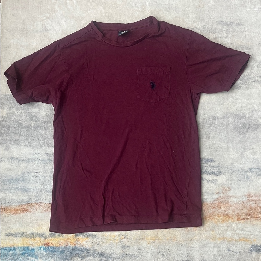 (137)U.S. Polo Assn. Burgundy Short Sleeve Tee